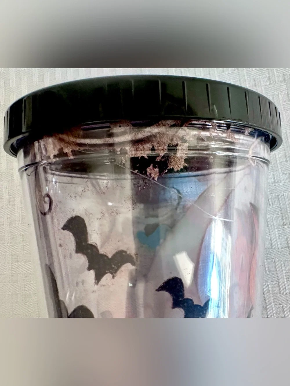 Boston Warehouse Halloween Owl Light Up Tumbler Cup Black Lid Bats Witch 7.25”
